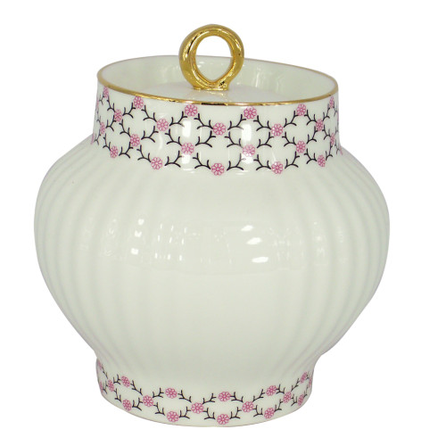 Pink Net Sugar Bowl, Wave Shape Pink Net Sugar Bowl, Wave Shape
