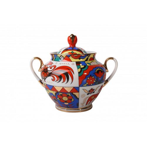 Folk Pattern Sugar Bowl, Spring Shape