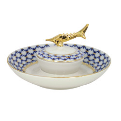 Cobalt Net Caviar Bowl, Caspian Shape
