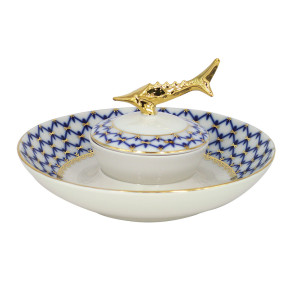 Cobalt Net Caviar Bowl, Caspian Shape