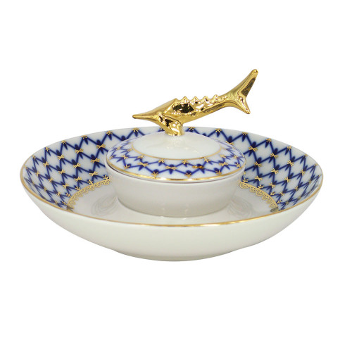 Cobalt Net Caviar Bowl, Caspian Shape