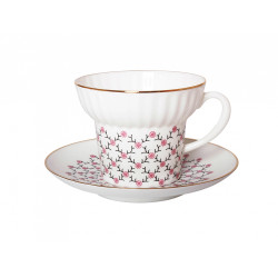 Pink Net Tea Cup and Saucer, Wave Shape