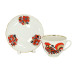 Red Cockerels Tea Cup and Saucer, Spring Shape