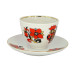 Red Cockerels Tea Cup and Saucer, Spring Shape