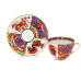 Folk Pattern Tea Cup and Saucer, Spring Shape Folk Pattern Tea Cup and Saucer, Spring Shape