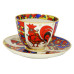 Folk Pattern Tea Cup and Saucer, Spring Shape Folk Pattern Tea Cup and Saucer, Spring Shape