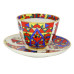 Folk Pattern Tea Cup and Saucer, Spring Shape Folk Pattern Tea Cup and Saucer, Spring Shape
