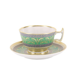 Golden Tea Cup and Saucer, Alexandria Shape, 52%