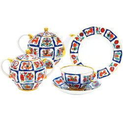 Russian Lubok Tea Set, Tulip Shape, for 6, 20 pieces