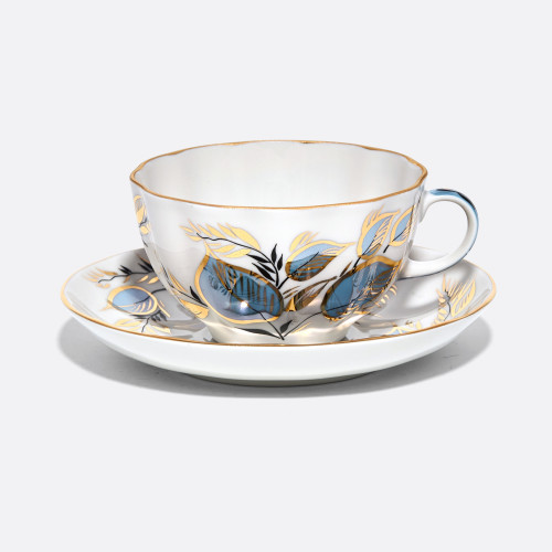 Lunar Tea Cup and Saucer, Tulip Shape