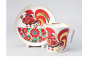 Red Cockerel Mug and Saucer, Leningrad Shape