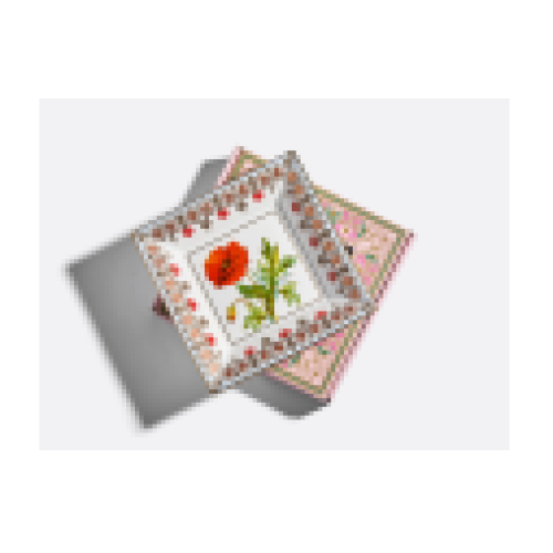 Oriental Poppy Trinket Box, Square Shape, Gift Set
