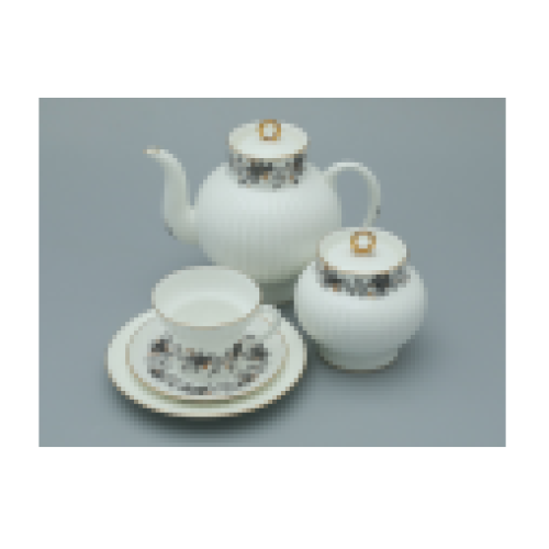 November Twigs with Edging Tea Set, Wave Shape, for 6, 20 pieces