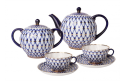 Cobalt Net Tea Set, Tulip Shape, for 6, 20 pieces