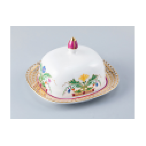 Moscow River Metallic Butter Dish, Alexandria Shape