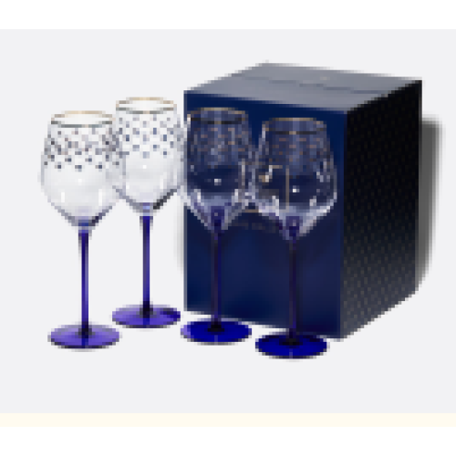 Cobalt Net Wine Glasses, Set of 4