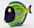 Medium Discus Fish Figurine, Yellow Striped