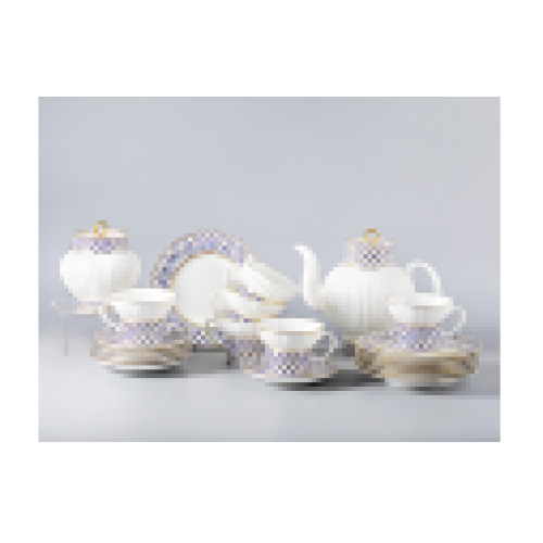 Cobalt Net Tea Set, Wave Shape, for 6, 20 pieces Cobalt Net Tea Set, Wave Shape, for 6, 20 pieces