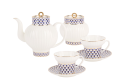 Cobalt Net Tea Set, Wave Shape, for 6, 14 pieces