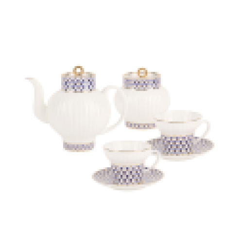 Cobalt Net Tea Set, Wave Shape, for 6, 14 pieces Cobalt Net Tea Set, Wave Shape, for 6, 14 pieces