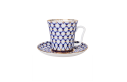 Cobalt Net Mug and Saucer, Leningrad Shape