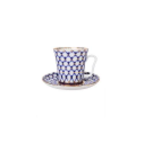 Cobalt Net Mug and Saucer, Leningrad Shape