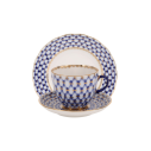 Cobalt Net 3-Piece Coffee Set, Tulip Shape
