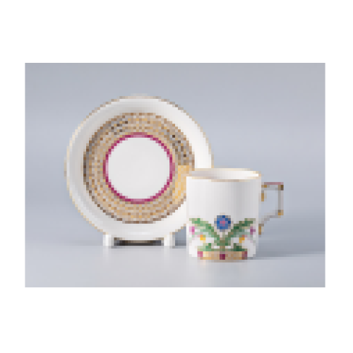 Moscow River Metallic Tea Cup and Saucer, Heraldic Shape