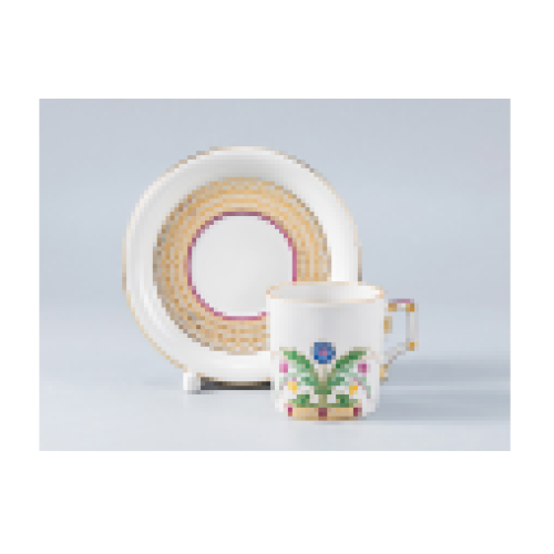 Moscow River Metallic Coffee Cup and Saucer, Heraldic Shape