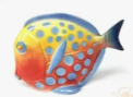 Medium Discus Fish Figurine, Yellow Spotted