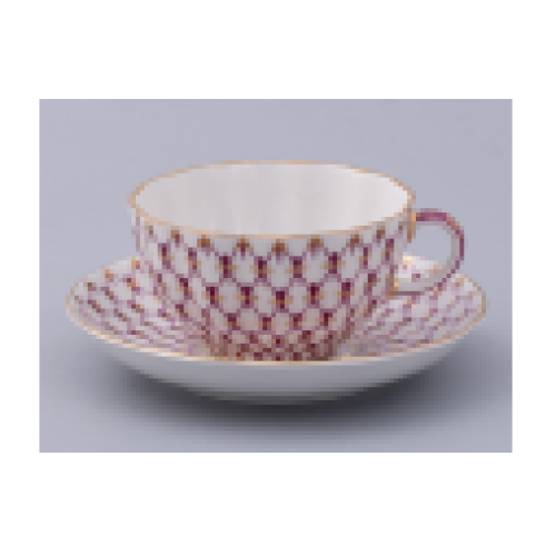 Net Blues 2 Tea Cup and Saucer, Tulip Shape