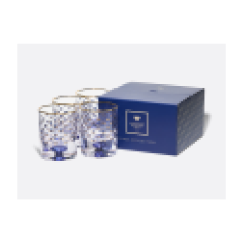 Cobalt Net Whisky Glasses, 220 ml, Set of 4