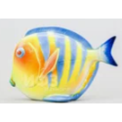 Medium Discus Fish Figurine, Yellow Radiant