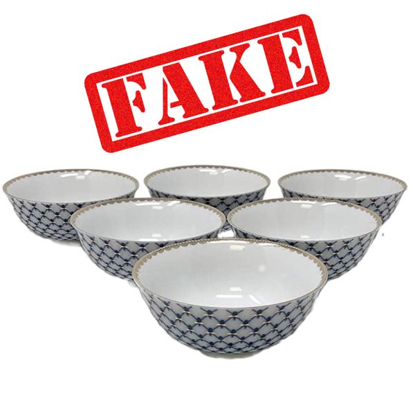 Set of fake Cobalt Net bowls