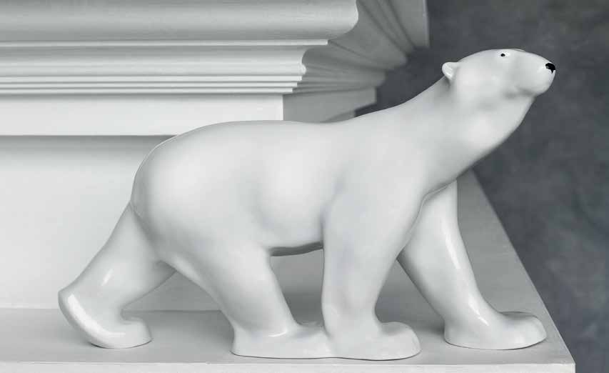 Hand-formed polar bear porcelain sculpture