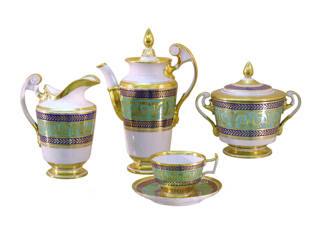 Porcelain Espresso/Coffee Set Alexandria Golden 21 pc