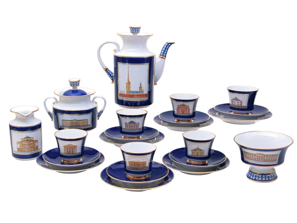 Porcelain Espresso/Coffee Set Classical St.Petersburg for 6/22pc