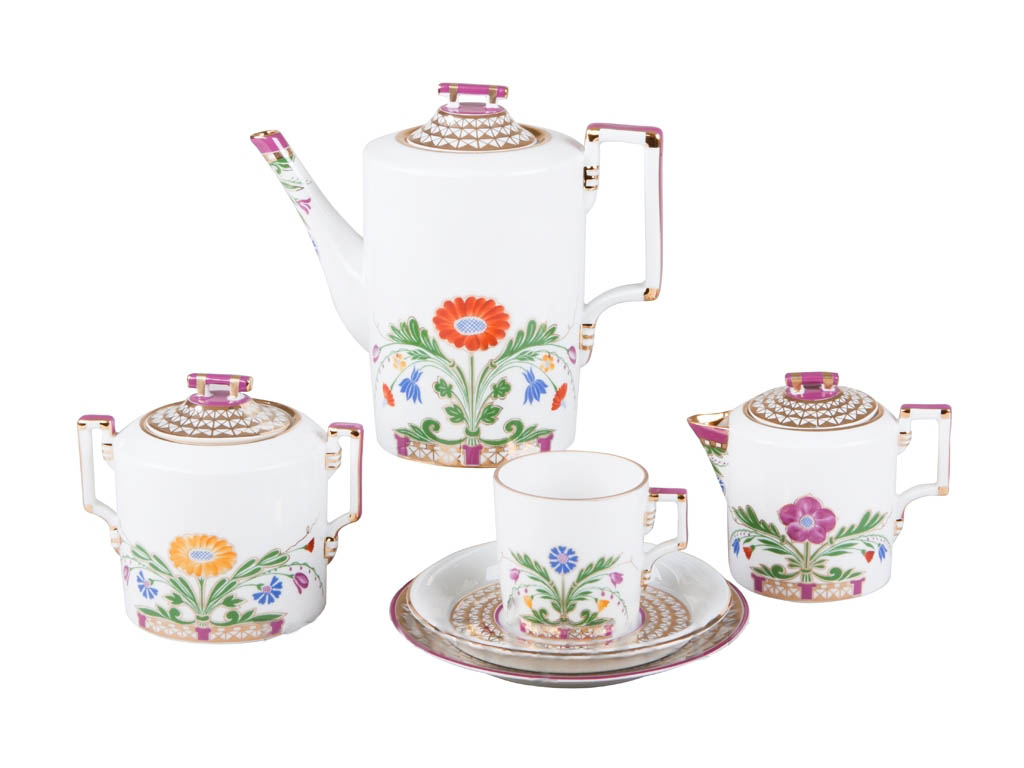 Lomonosov Porcelain Coffee Set Moscow River 6/20