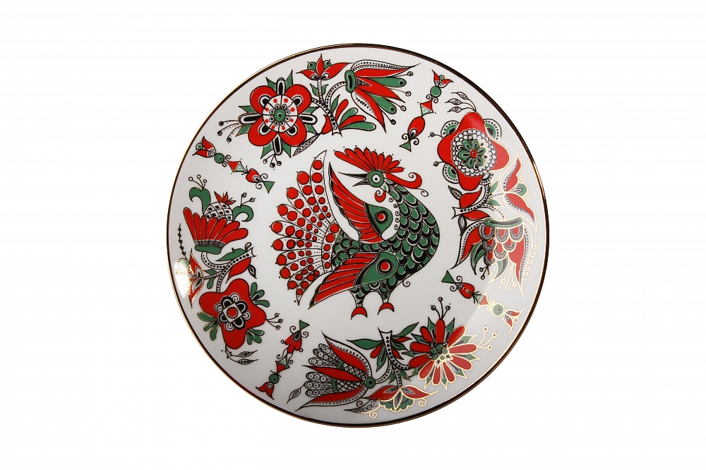 Decorative Wall Plate Red Fire Bird 7.7"/195 mm Lomonosov Porcelain