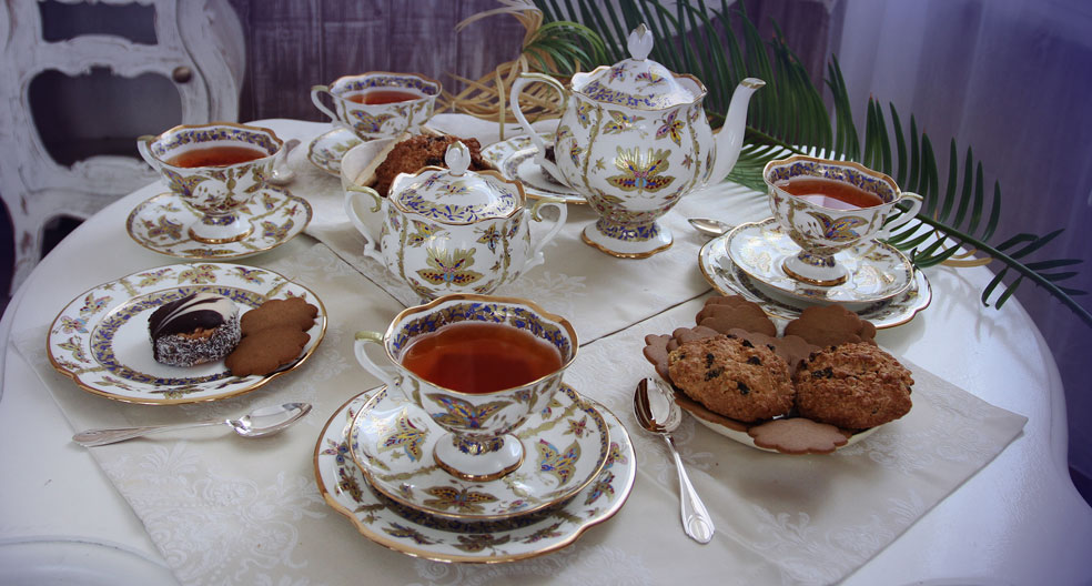 Lomonosov Porcelain Tea Set Natasha Fantastic Butterflies 20 pcs 6/20