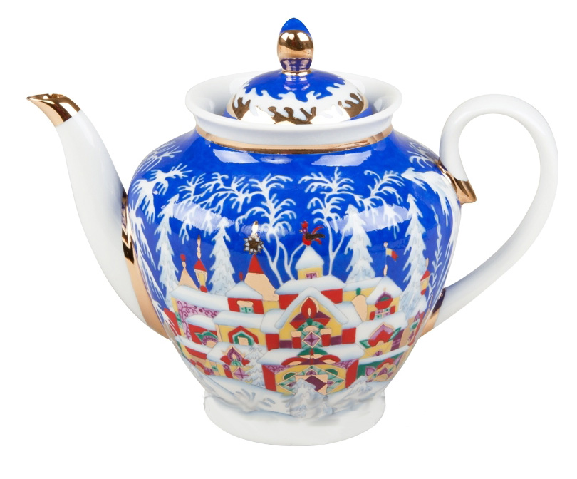 Lomonosov Porcelain Teapot Winter Fairytale Spring 4 Cups 27 oz/800 ml