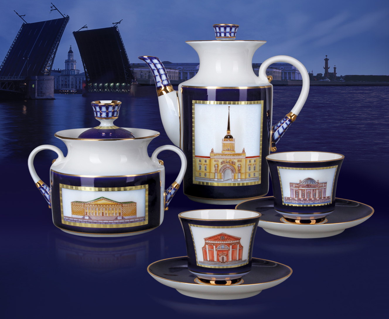 Lomonosov Porcelain Coffee Pot Classics of Petersburg 37 oz/1090 ml