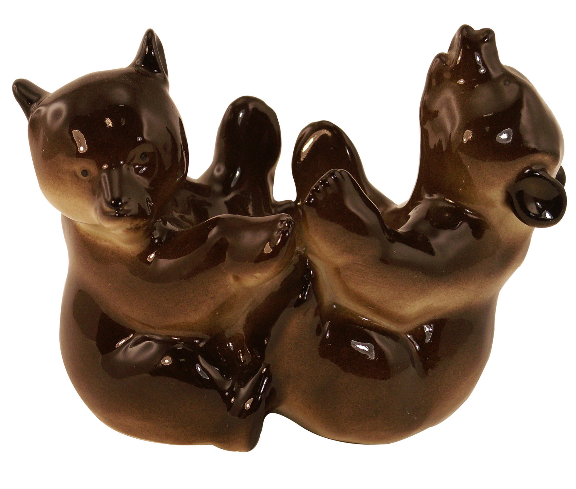 Brown Bear Babies Egg Holder Lomonosov Porcelain Figurine