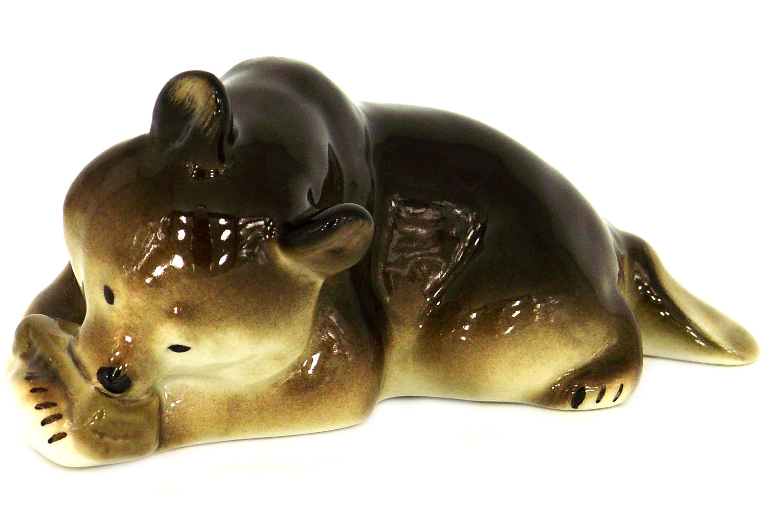 Brown Bear Cub with Honey Lomonosov Porcelain Figurine