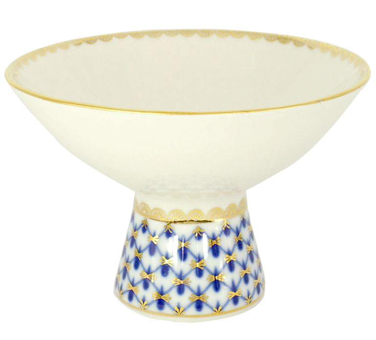 Lomonosov Porcelain Candy Ice Cream Vase Cobalt Net