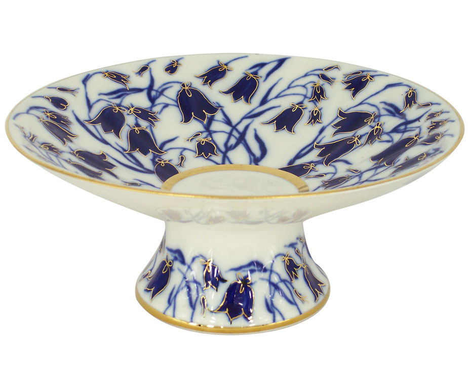 Lomonosov Porcelain Candy Vase Radiant Blue Bells 7.6" D