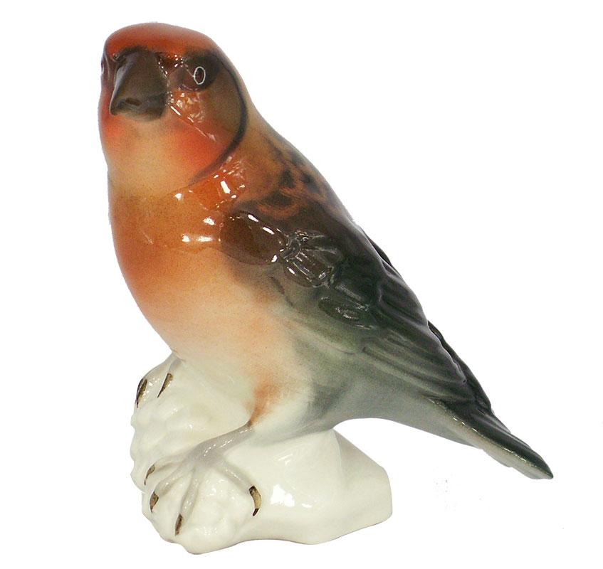 Crossbill Bird Red Lomonosov Porcelain Figurine