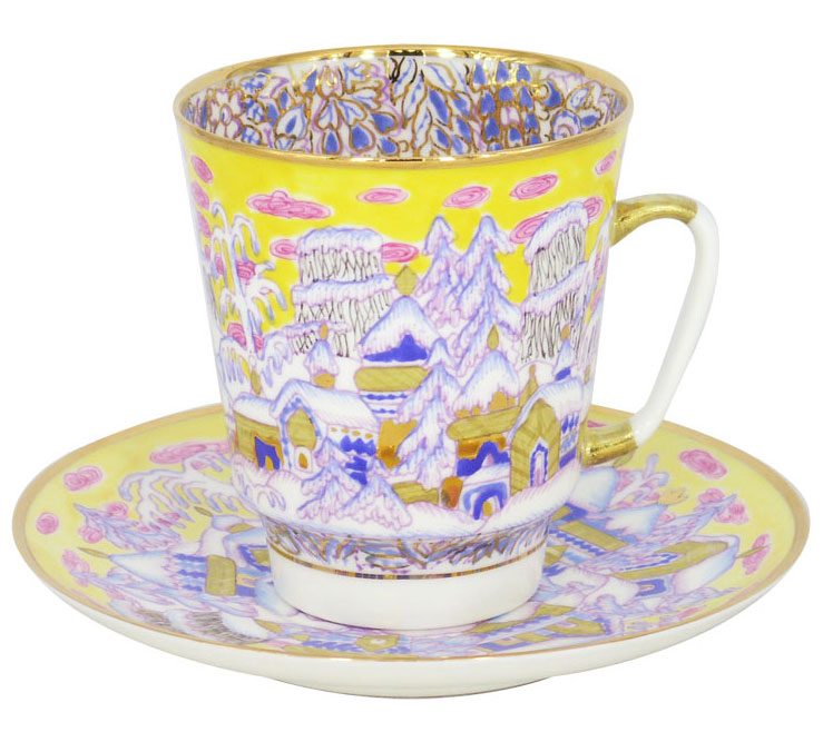 Cup and Saucer Bone China May Frosty Evening 5.6 fl.oz/165 ml