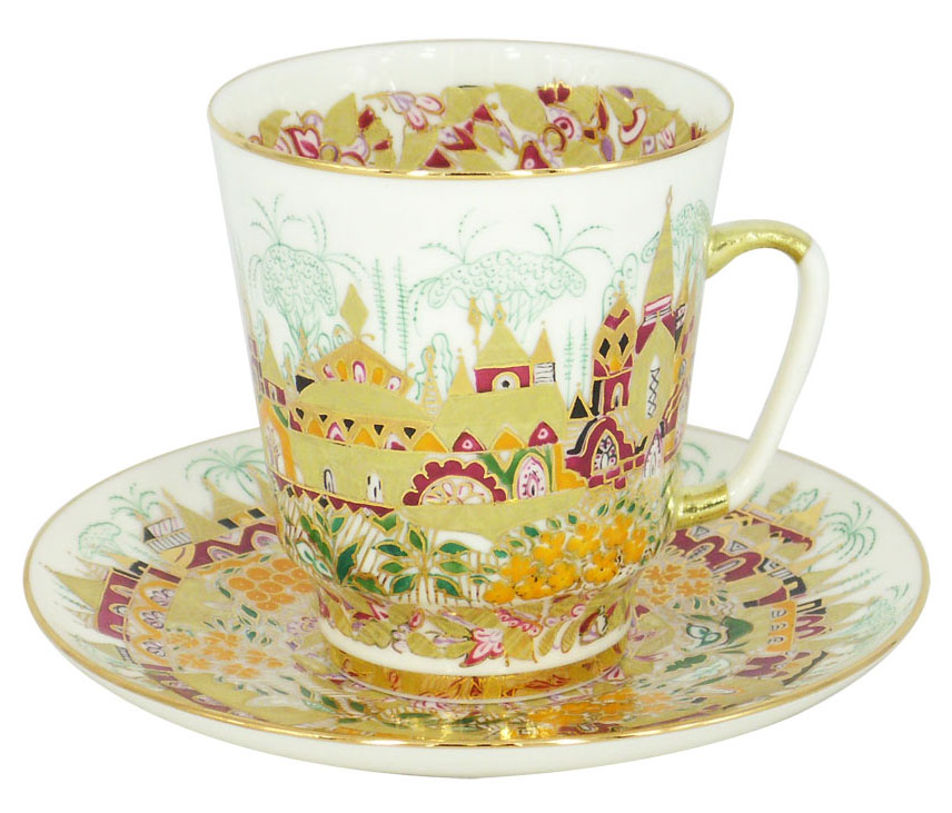 Cup and Saucer Bone China May Golden Spring 5.6 fl.oz/165 ml