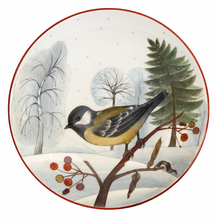 Decorative Wall Plate Blue Tit 7.7"/195 mm Lomonosov Porcelain